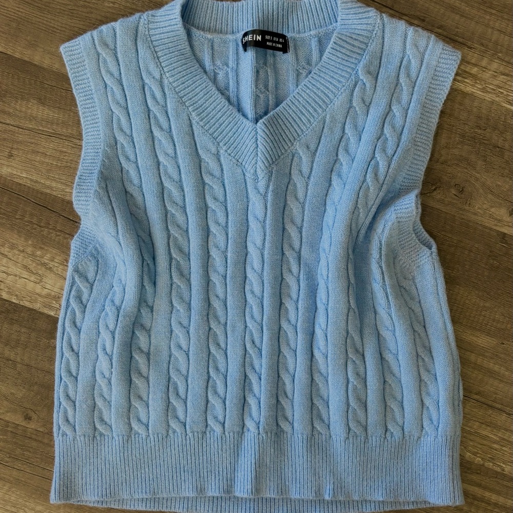 Light Blue SOFT Cable Knit Sweater Vest